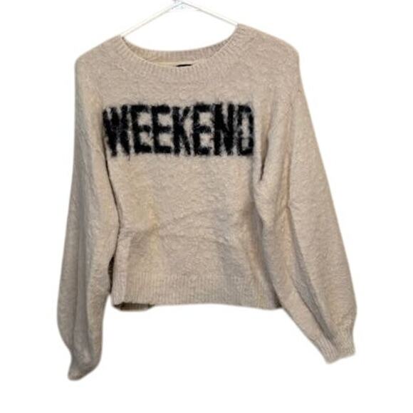 American Eagle Outfitters Sweaters - American Eagle Weekend Oversized Fuzzy Sweater Balloon Sleeve Cream Size Medium